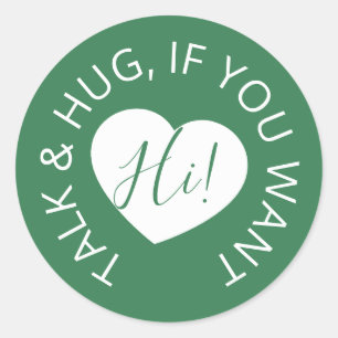 Adesivo Redondo Coração verde de acolhimento de convidados dista