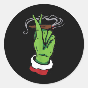 Adesivo Redondo Coração Verde de Natal Atirado à Mão Alta C