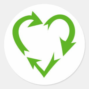 Adesivo Redondo Coração Verde Reciclar