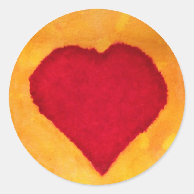 Adesivo Redondo Coração Vermelho (Frente)