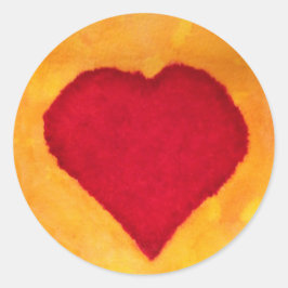 Adesivo Redondo Coração Vermelho