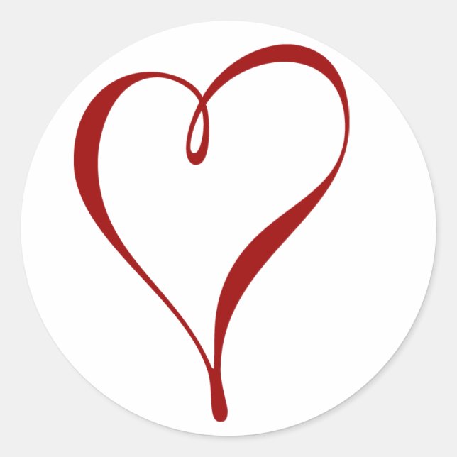 Adesivo Redondo Coração Vermelho (Frente)