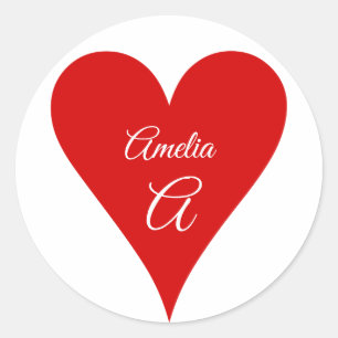 Adesivo Redondo Coração Vermelho Amor Dia dos Namorados Nome & Mon
