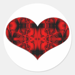 Adesivo Redondo coração vermelho e preto