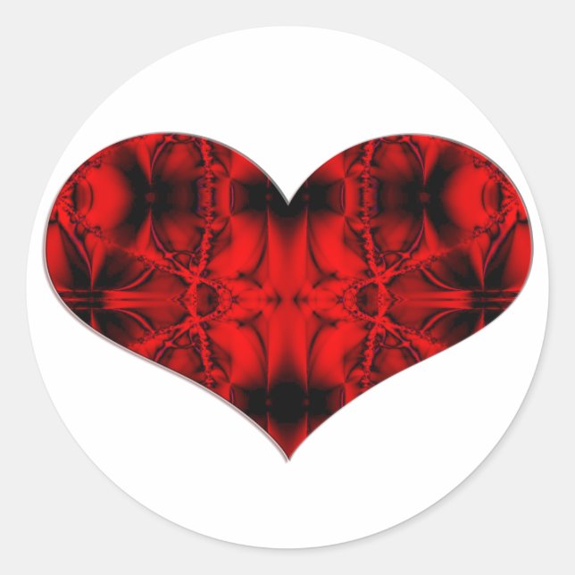 Adesivo Redondo coração vermelho e preto (Frente)