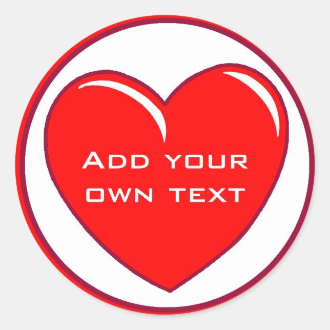 Adesivo Redondo Coração Vermelho Grande nos Stickers (Frente)