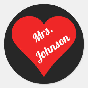 Adesivo Redondo Coração vermelho sobre fundo negro