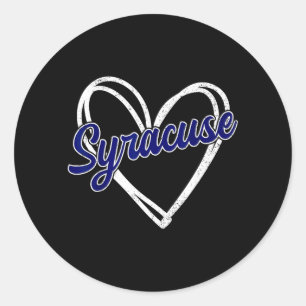 Adesivo Redondo Coração Vintage de Syracuse Menino Homens Mulheres