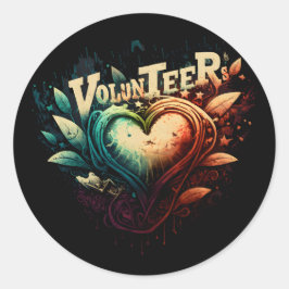 Adesivo Redondo Coração voluntário