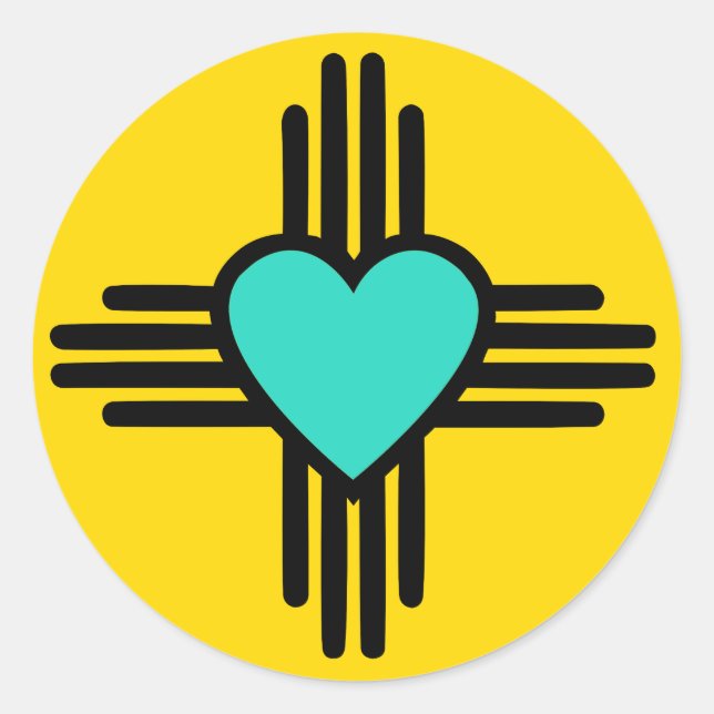 Adesivo Redondo Coração Zia Amarelo (Frente)