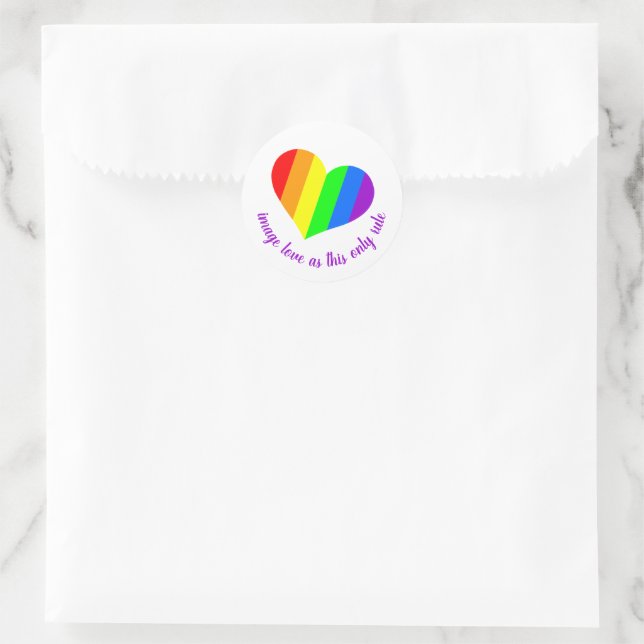 Adesivo Redondo Corações Amantes Arco-íris (Bolsa)