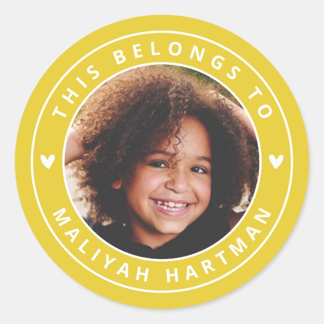 Adesivo Redondo Corações Bonitos Círculo Foto do Nome Escola Amare (Frente)