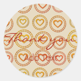 Adesivo Redondo Corações Bonitos Obrigado Vestido de Ação de Graça