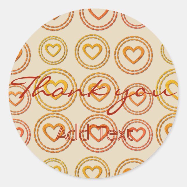 Adesivo Redondo Corações Bonitos Obrigado Vestido de Ação de Graça (Frente)