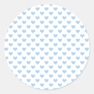 Adesivo Redondo Corações Clássicos Bebê Azul - Branco