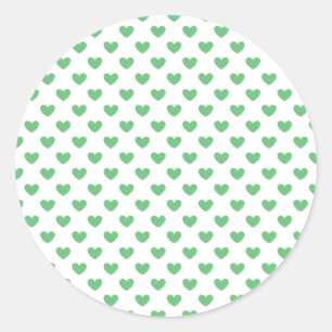 Adesivo Redondo Corações Clássicos Verde de Verão - Branco