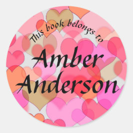 Adesivo Redondo Corações Coloridos Vestidos Para Livros