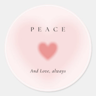Adesivo Redondo Corações cor-de-rosa Paz e amor sempre Sticker