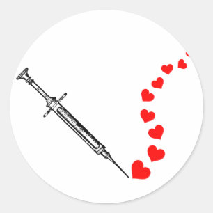 Adesivo Redondo Corações da agulha (preto)