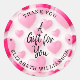 Adesivo Redondo Corações de Agradecimento