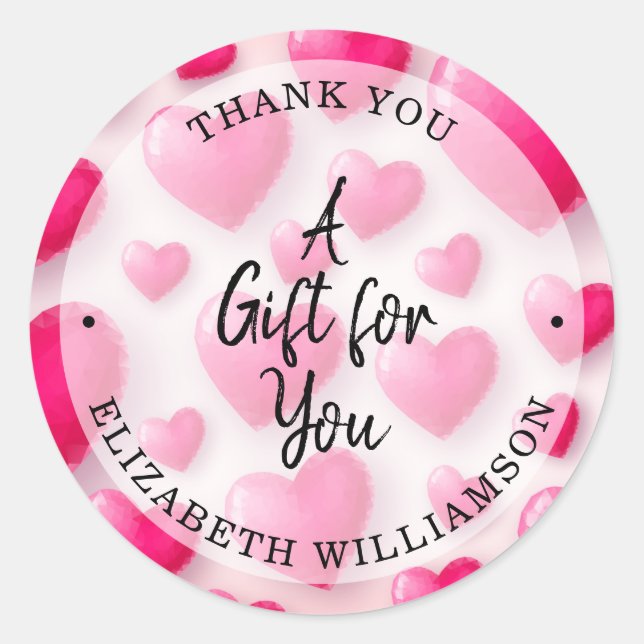 Adesivo Redondo Corações de Agradecimento (Frente)