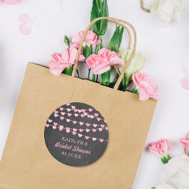 Adesivo Redondo Corações de Amor com Cordão Pendente para Chá de N