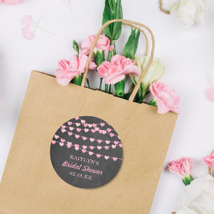 Adesivo Redondo Corações de Amor em Cordão Suspenso para Chá de No