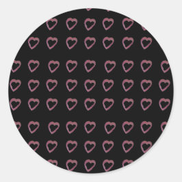 Adesivo Redondo Corações de Batom Rosa Quente