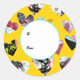 Adesivo Redondo Corações de Colagem Personalizados