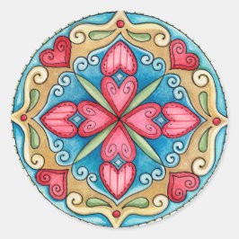 Adesivo Redondo Corações de Dólar - Autocolantes