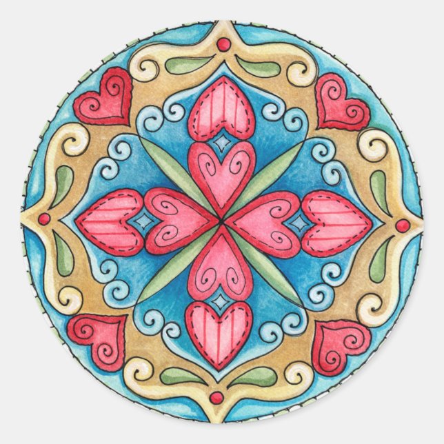 Adesivo Redondo Corações de Dólar - Autocolantes (Frente)