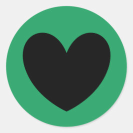 Adesivo Redondo Corações de polca pretos em Kelly Green