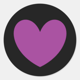 Adesivo Redondo Corações de polca roxa em preto