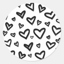 Corações de Rabisco Pintados à Mão em Preto e Bran