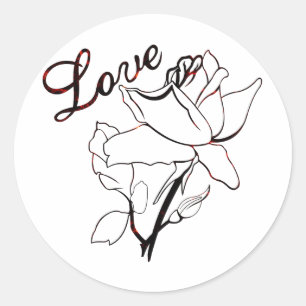 Adesivo Redondo Corações de Rosas de Amor Verdadeiro Dia dos Namor