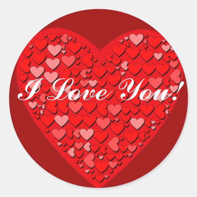 Adesivo Redondo Corações dentro de um Coração com Texto Personaliz (Frente)