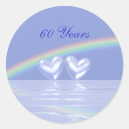 Adesivo Redondo Corações Diamantes do 60º Aniversário