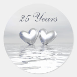 Adesivo Redondo Corações do Aniversário de Prata