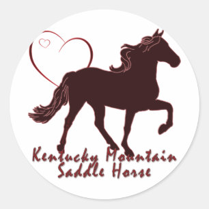 Adesivo Redondo Corações do cavalo de sela da montanha de Kentuc