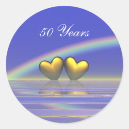 Adesivo Redondo Corações do Ouro do 50º aniversário