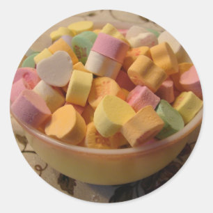 Adesivo Redondo Corações dos doces em um Teacup do vintage