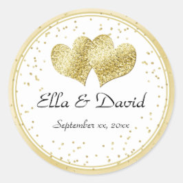 Adesivo Redondo Corações Dourados Elegantes
