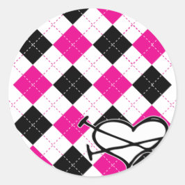 Adesivo Redondo Corações e Argyle