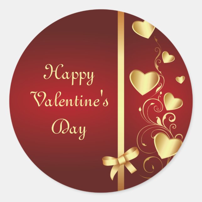 Adesivo Redondo Corações e Farinhas de Amor Dourado (Frente)