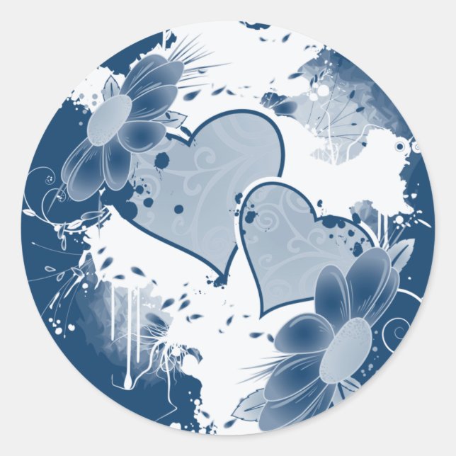 Adesivo Redondo Corações e Flores Envelope Selos (Frente)