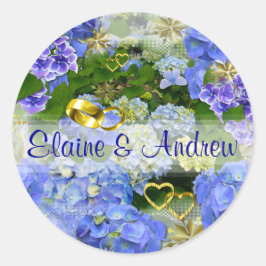 Adesivo Redondo CORAÇÕES E HIDRANGÉS ~ Envelope Vedantes/adesivos