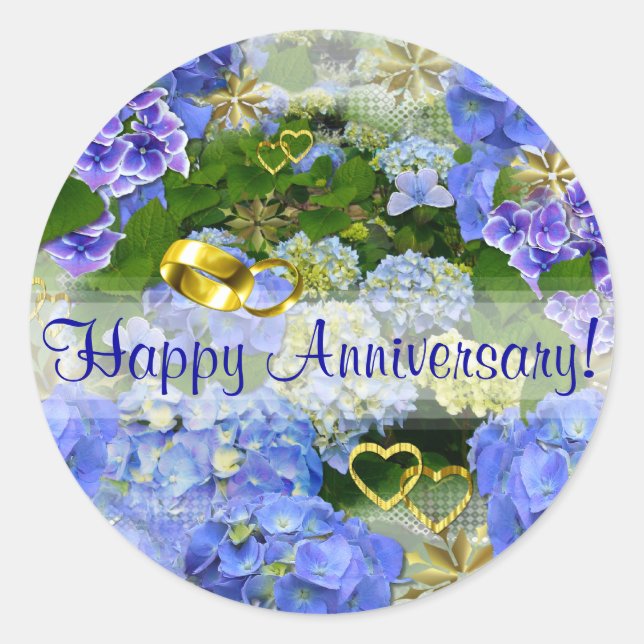 Adesivo Redondo CORAÇÕES E HIDRANGÉS ~ Envelope Vedantes/adesivos (Frente)