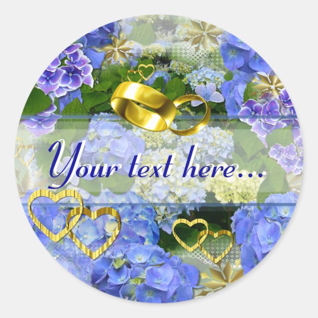 Adesivo Redondo CORAÇÕES E HIDRANGÉS ~ Envelopes Seladores # 3 (Frente)