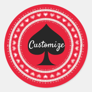 Adesivo Redondo Corações em Círculo Espadas Pretas Espadas Trov