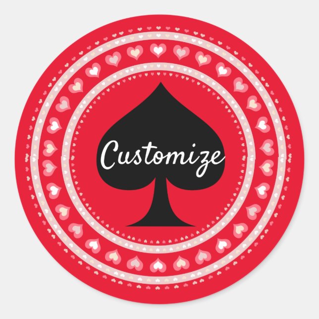 Adesivo Redondo Corações em Círculo Espadas Pretas Espadas Trovão (Frente)